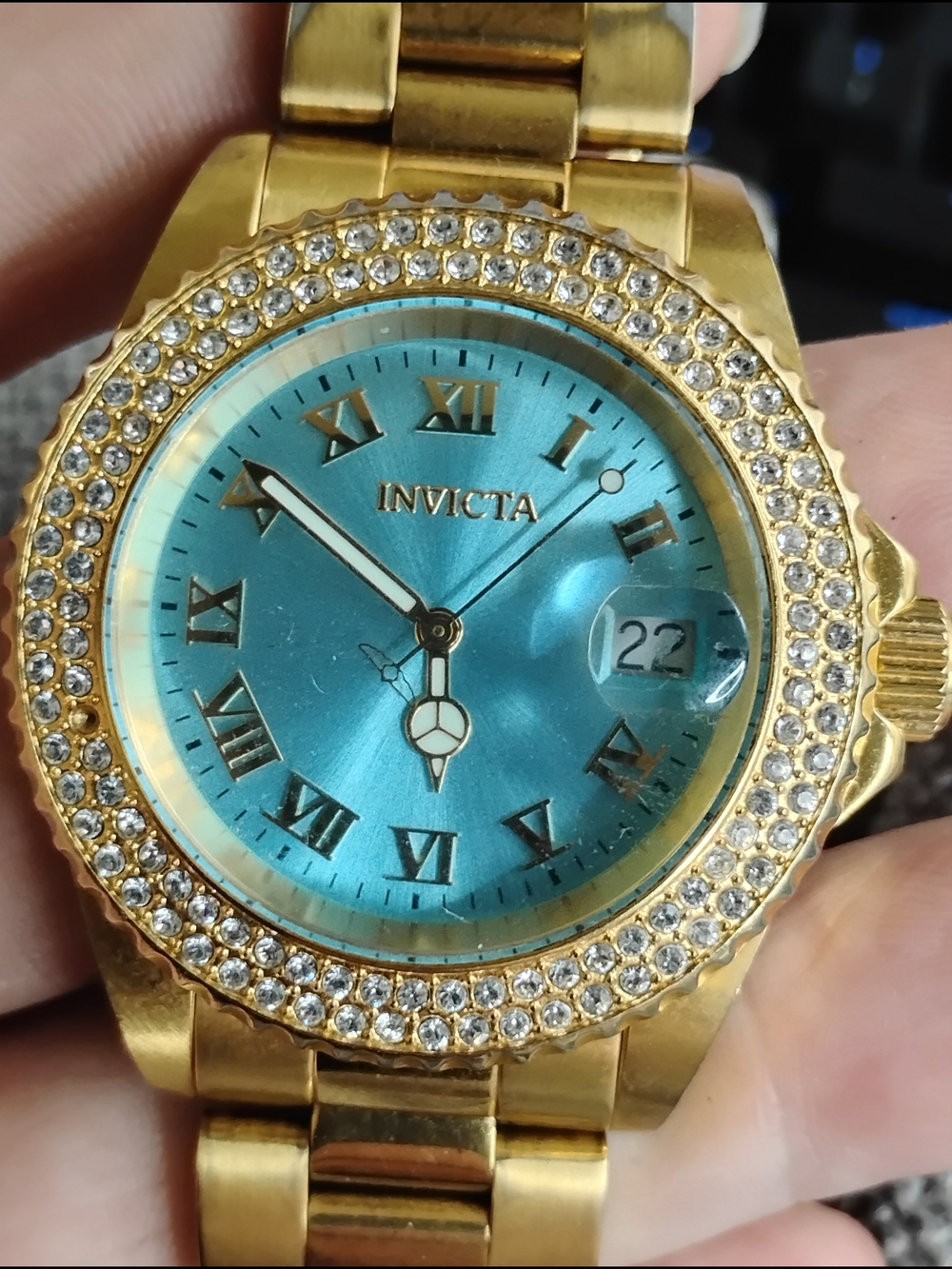 Invicta Women's Gold Watch with Turquoise Dial